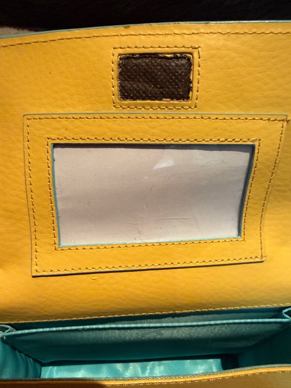 BRAND NEW Baekgaard Yellow Leather City Hipster Crossbody. Lemon/Caribbean Blue - Picture 6 of 9